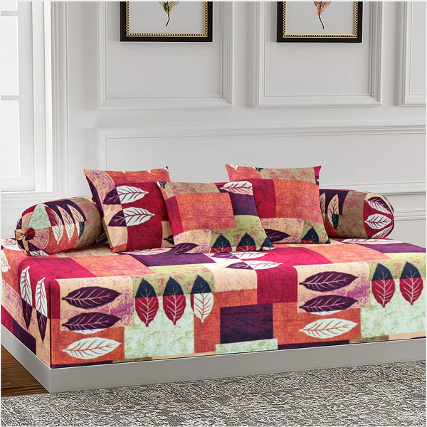 Designer Handloom Print Cotton Flare Diwan Set(6 Pcs) online in India