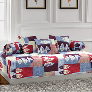 Designer Handloom Print Cotton Flare Diwan Set(6 Pcs) online in India