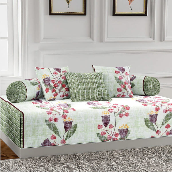 Printed Handloom Cotton Flare 6 Pcs Diwan Set