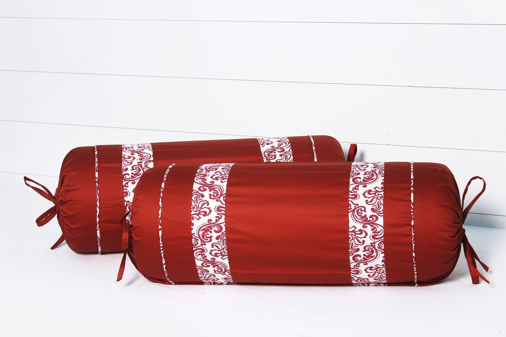 600 TC Luxurious Cotton Satin Bolster Cover Set in Rust-2Pcs