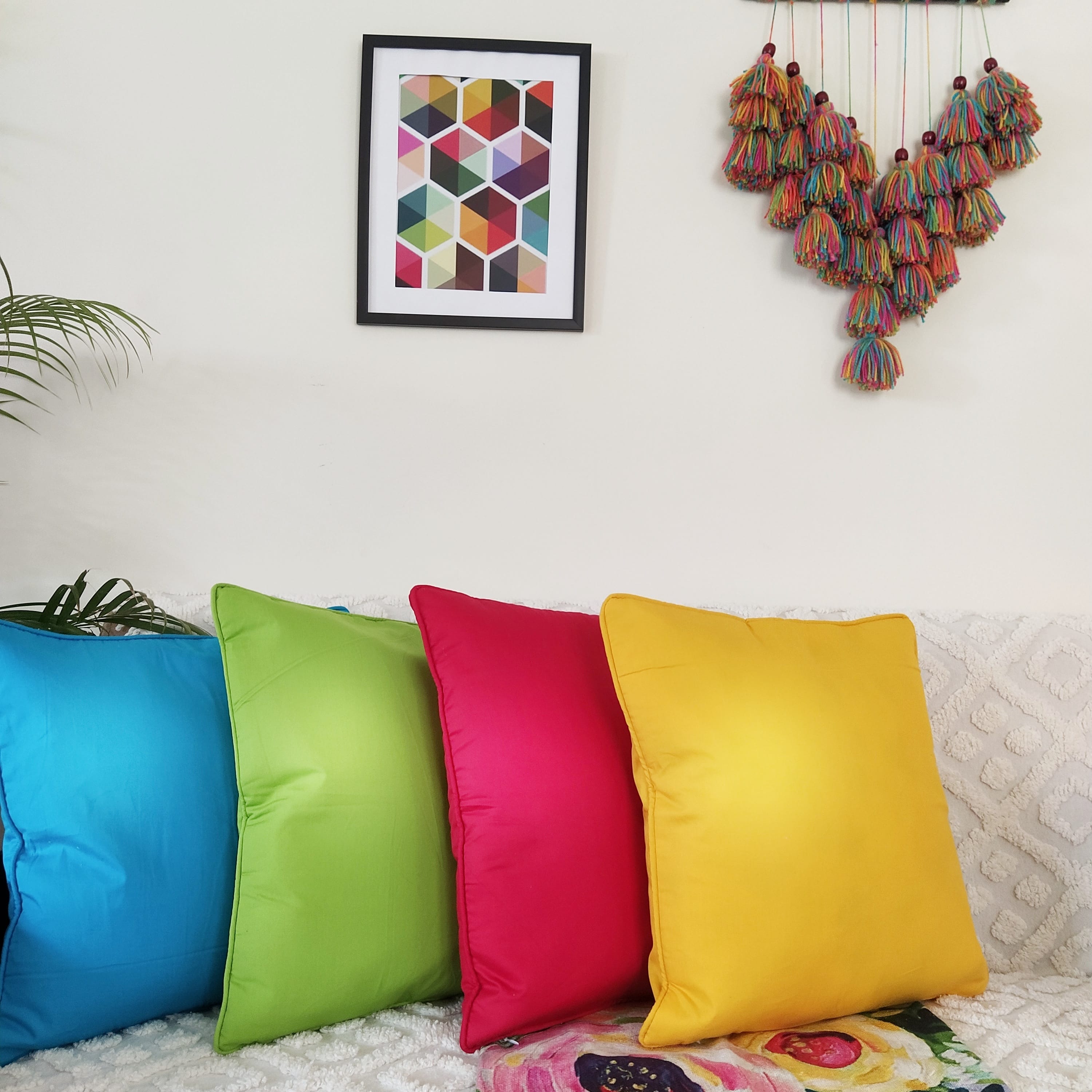 Plain Cotton Decorative Cushion Cover 7 Pcs online at best prices