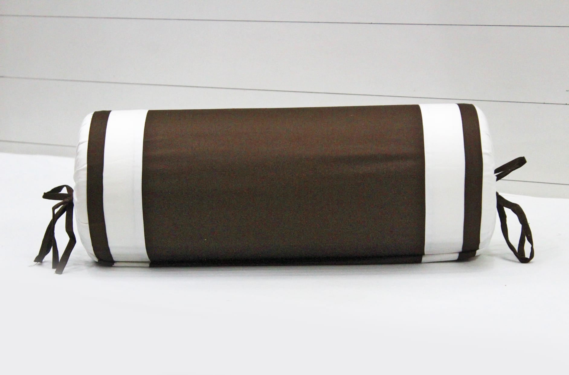 400 TC Luxurious Cotton Satin Bolster Cover Set in Coffee Brown-2Pcs