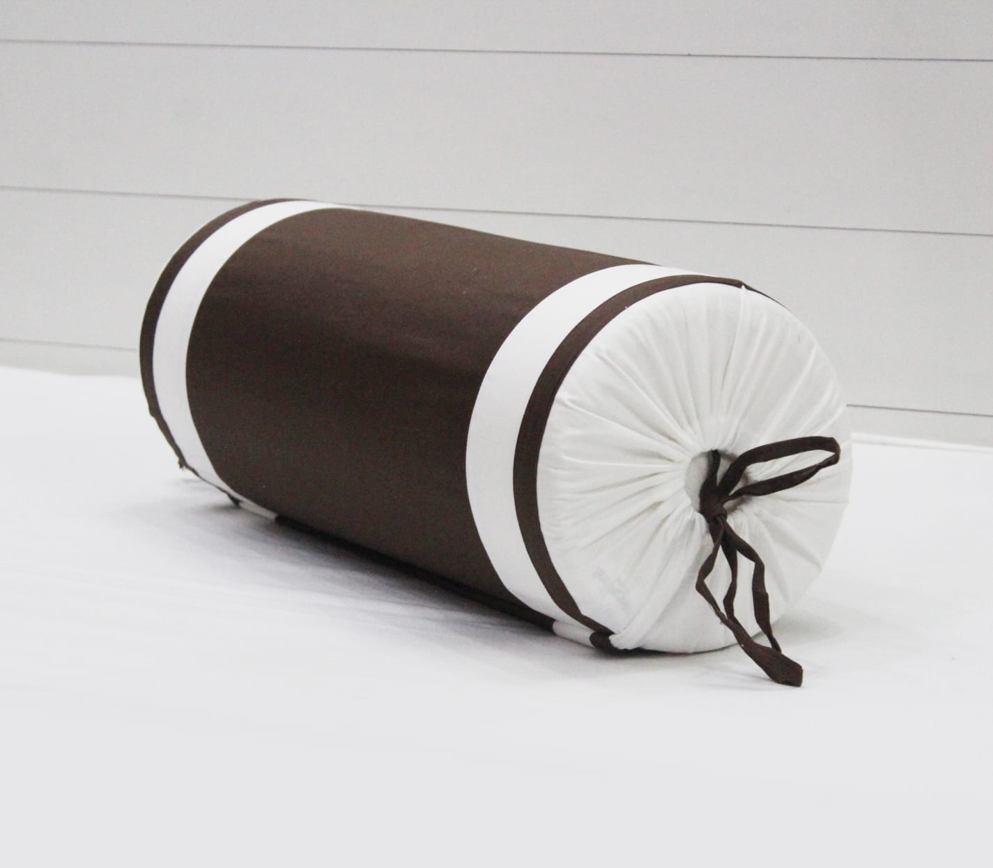 400 TC Luxurious Cotton Satin Bolster Cover Set in Coffee Brown-2Pcs