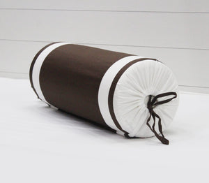 400 TC Luxurious Cotton Satin Bolster Cover Set in Coffee Brown-2Pcs
