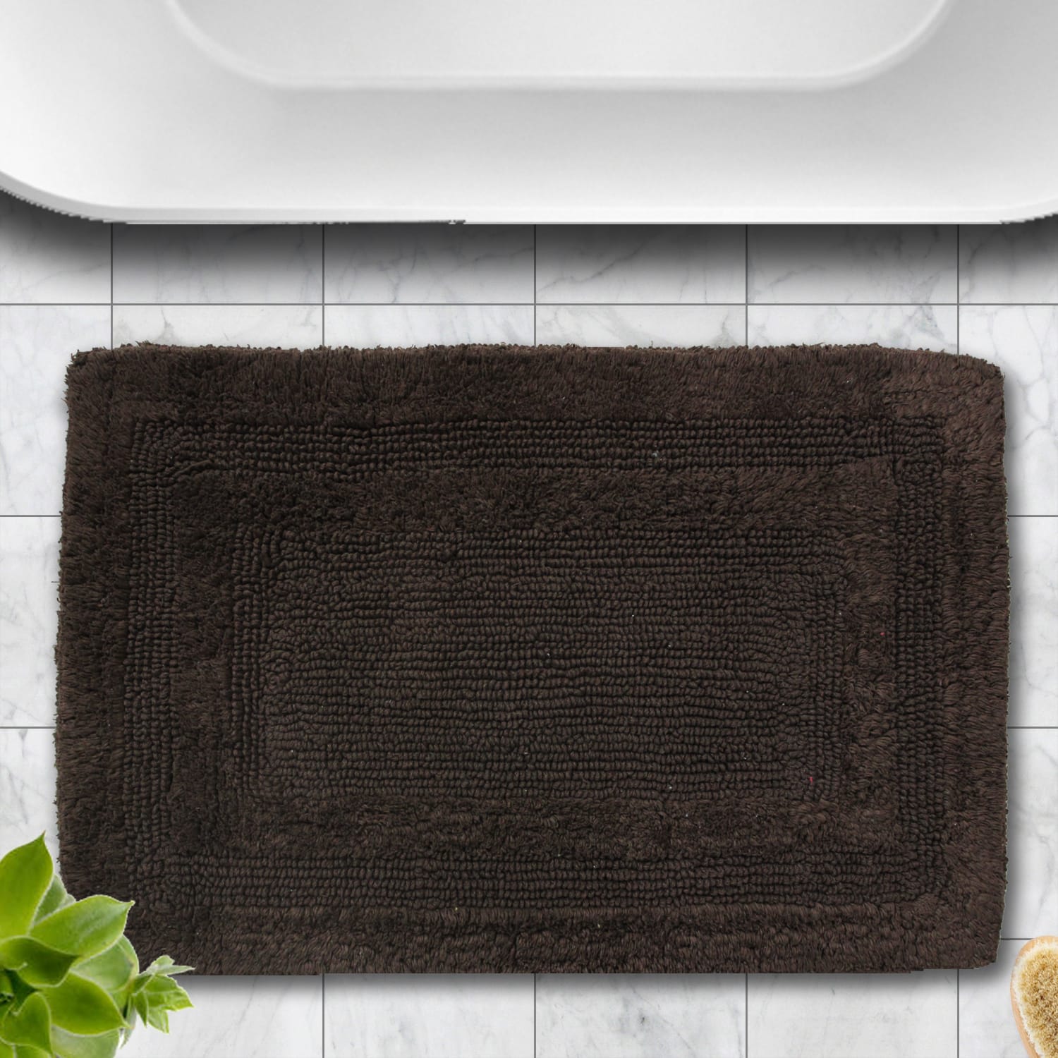 Non Slip Luxury Reversible Cotton Bathmat In Coffee Online At Best Prices