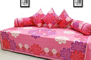 Designer Pink Printed Festive Colors Diwan Set(6 Pcs) online in India 