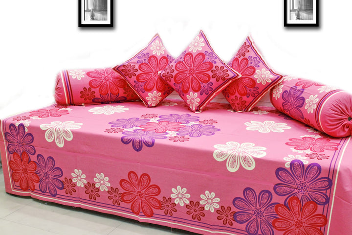 Designer Pink Printed Festive Colors Diwan Set(6 Pcs) online in India 