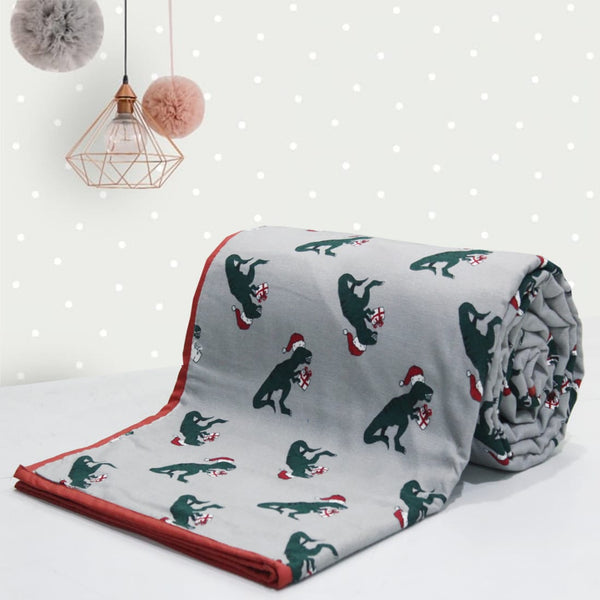Cozy 3 layer Digital Print Cotton Flannel Blanket In Green Online At Best prices