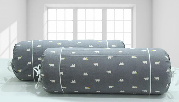 Soft Printed Funky Flannel Cotton Bolster Cover Set (2Pcs) Online In India