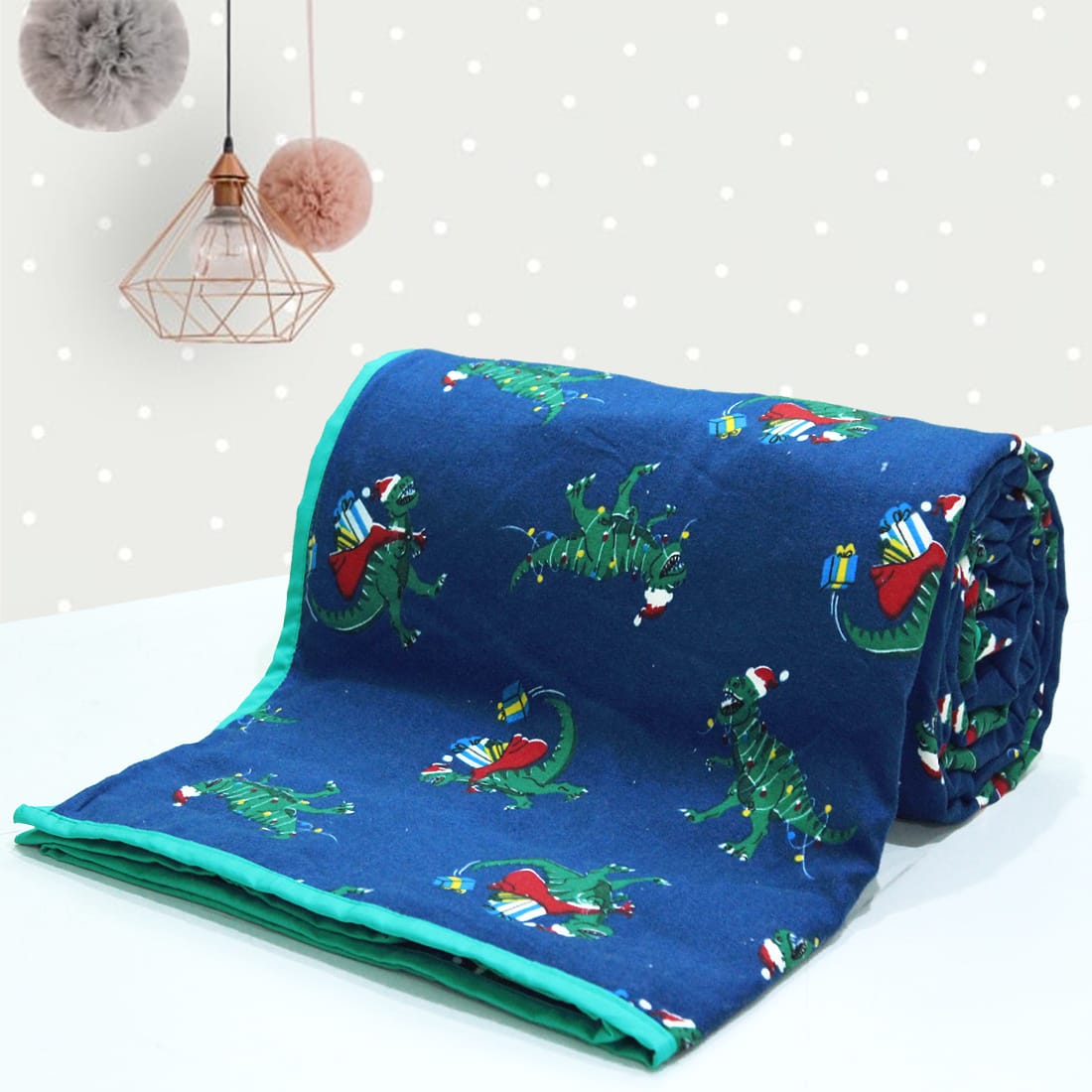 Cozy 3 layer Digital Print Cotton Flannel Blanket In Blue Online At Best prices