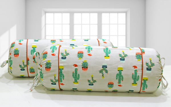 2pcs Funky Print Cotton Flannel Bolster Cover Set online at best prices 
