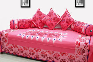 Designer Pink Printed Festive Colors Diwan Set(6 Pcs) online in India 