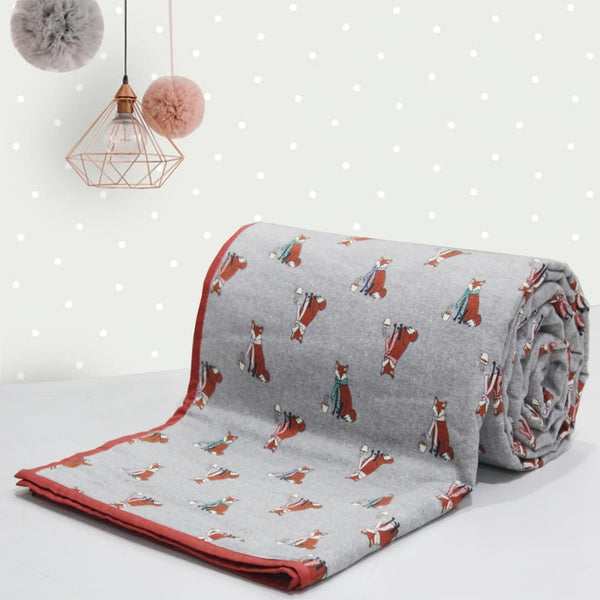 Cozy 3 layer Digital Print Cotton Flannel Blanket In Rust Online At Best prices
