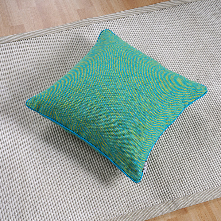 Soft Woven Corded Stripe Cotton Cushion Cover Set in Blue & Green online (1Pc)