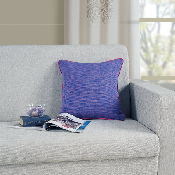 Soft Woven Corded Stripe Cotton Cushion Cover Set in Purple and Blue  online (1Pc)