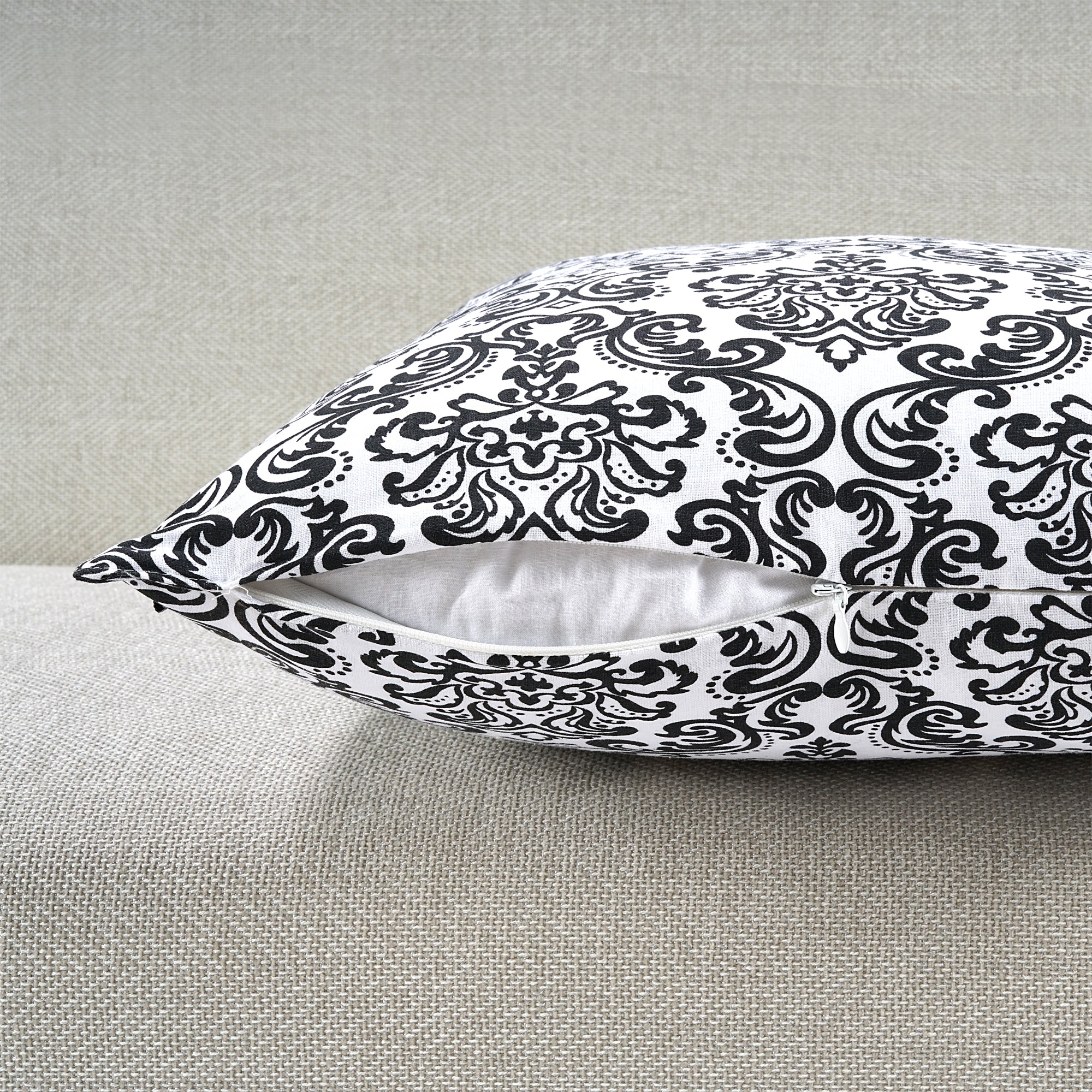 Soft Damask print Black Cotton Cushion Cover Set online in India