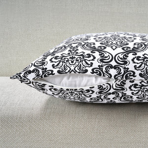 Soft Damask print Black Cotton Cushion Cover Set online in India