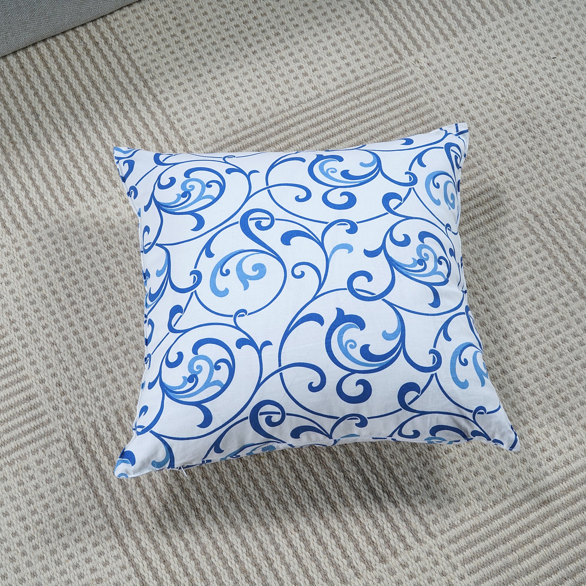 Soft Floral print Blue Cotton Cushion Cover Set online in India