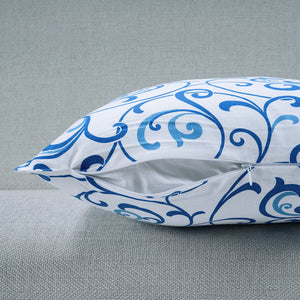 Soft Floral print Blue Cotton Cushion Cover Set online in India