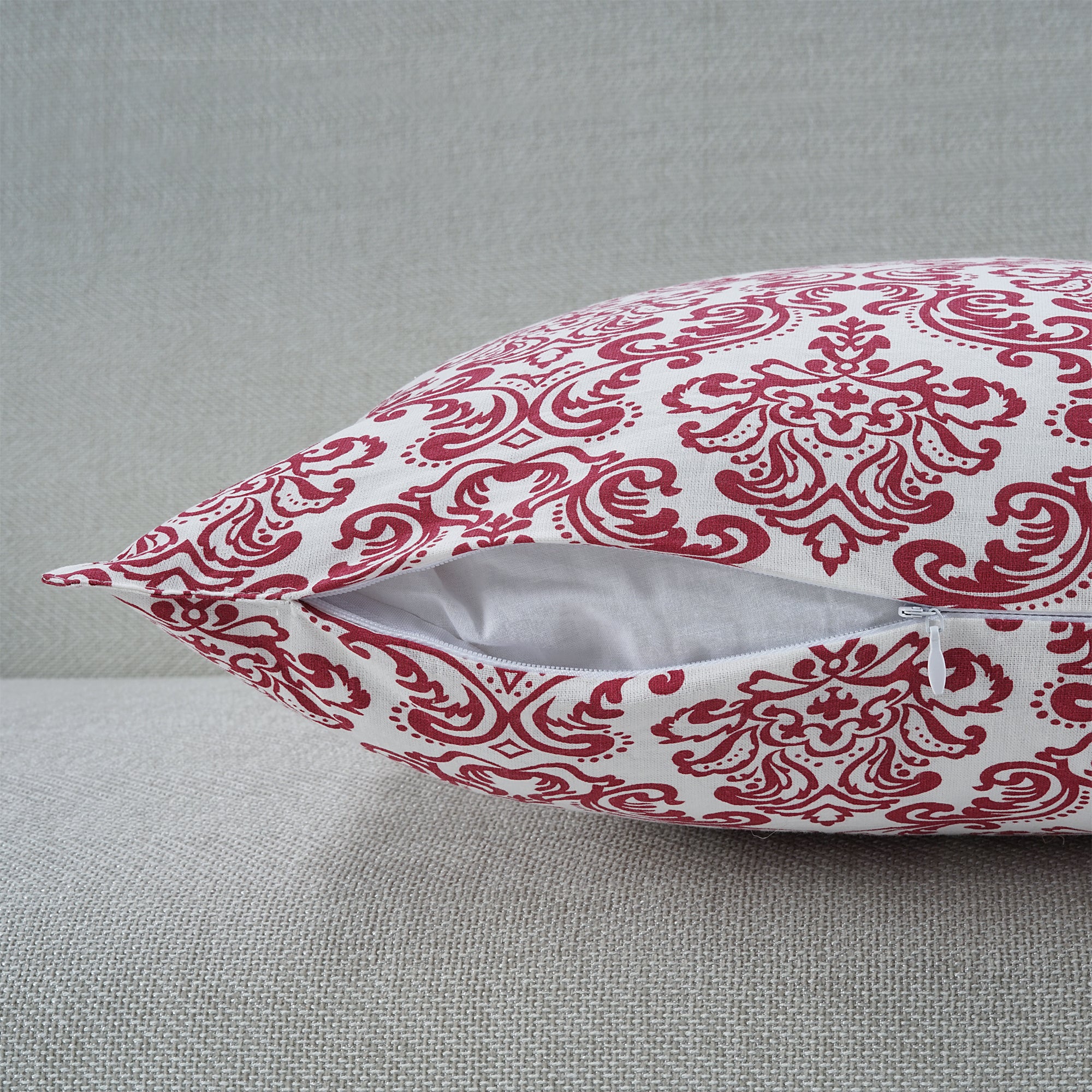 Soft Damask print Maroon Cotton Cushion Cover Set online in India
