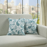 Printed Paisley Cotton Cushion Cover set - Peacock