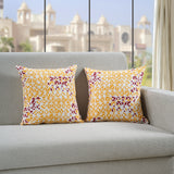 Soft Geometrical print Maroon & Mustard Cotton Cushion Cover Set online in India