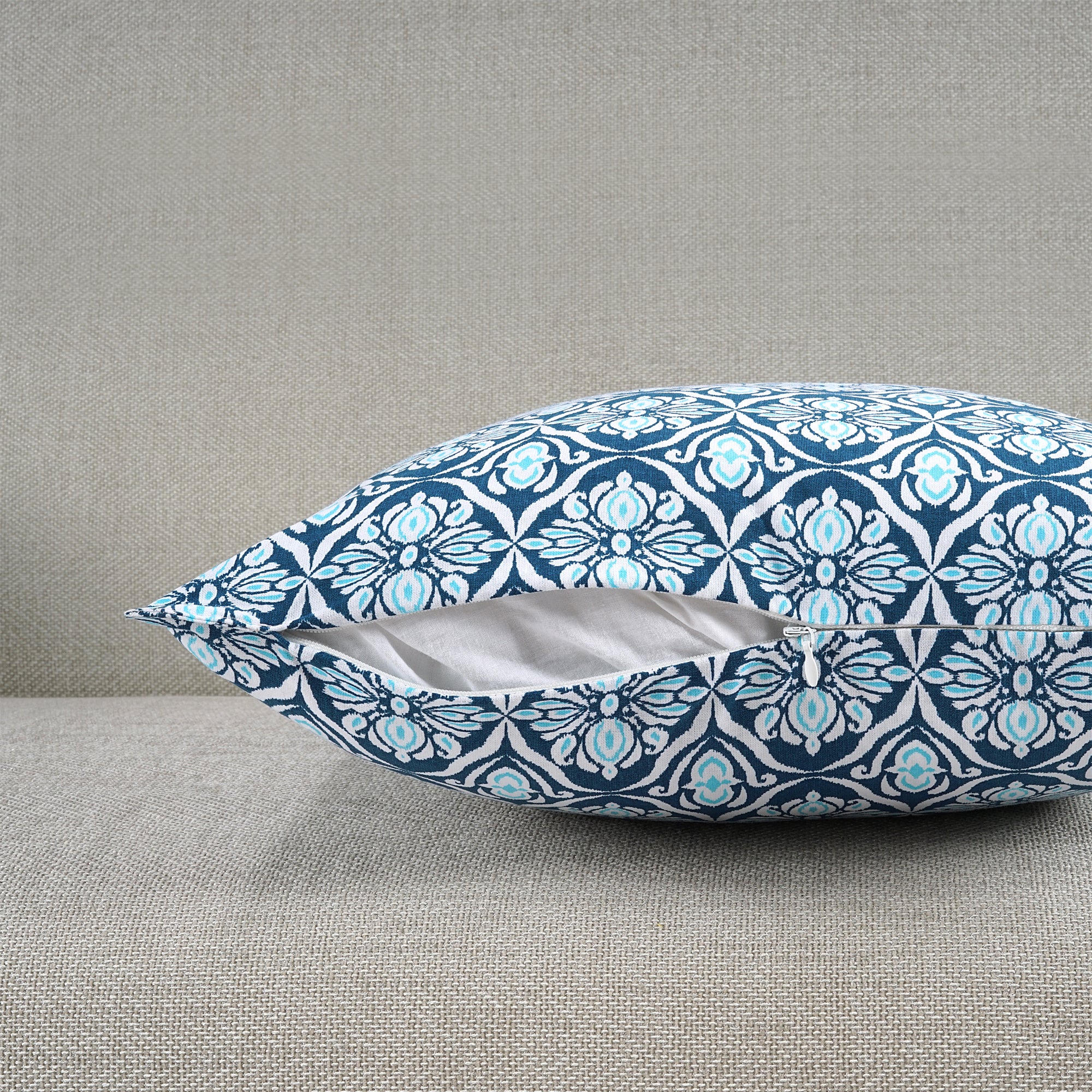 Soft Ikat print Navy Blue Cotton Cushion Cover Set online in India