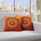 Soft Digital Traditional print Cotton Cushion Cover in Red & Orange online at best prices 