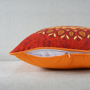 Soft Digital Traditional print Cotton Cushion Cover in Red & Orange online at best prices