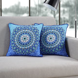 Soft Digital Traditional print Cotton Cushion Cover in Blue & Aqua online at best prices