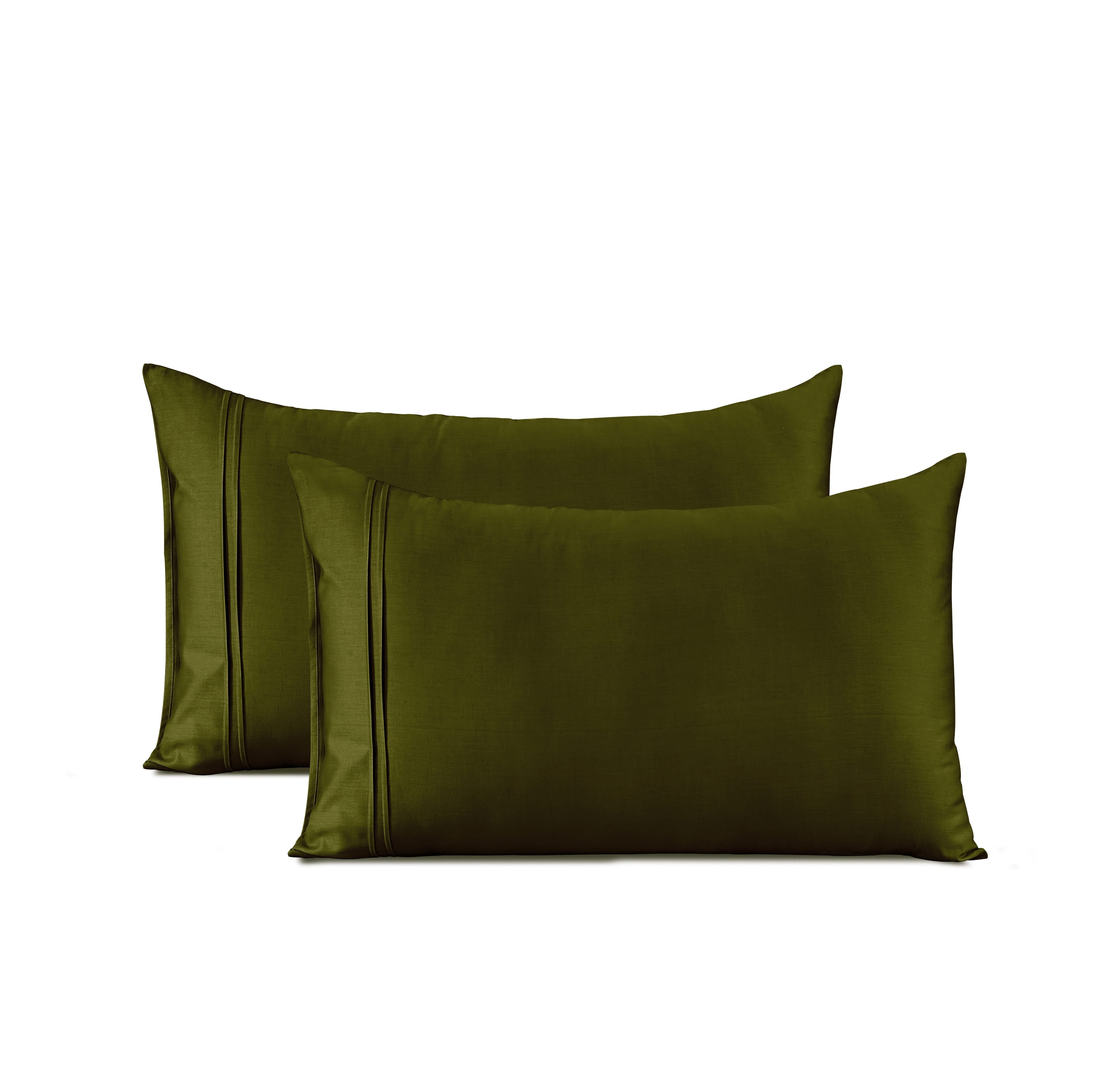Soft Army Green 400 TC Cotton Satin Designer Pillow Covers Online In India