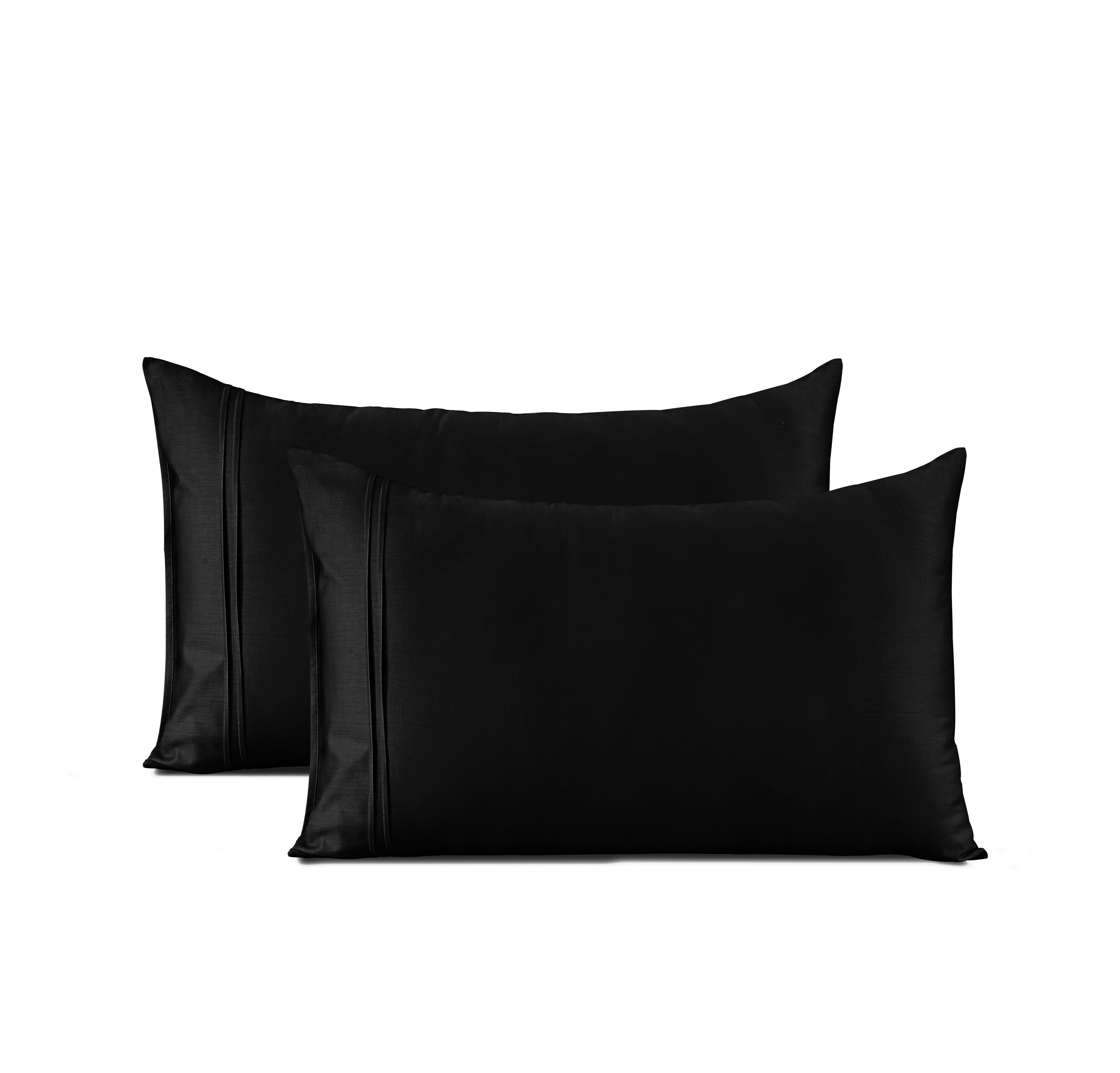 Soft Black 400 TC Cotton Satin Designer Pillow Covers Online In India