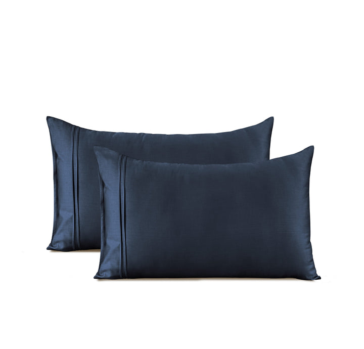 Soft Navy Blue 400 TC Cotton Satin Designer Pillow Covers Online In India