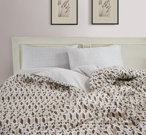Soft 300 TC Brown Ikat Geometrical Print Cotton Satin Duvet Cover online in India