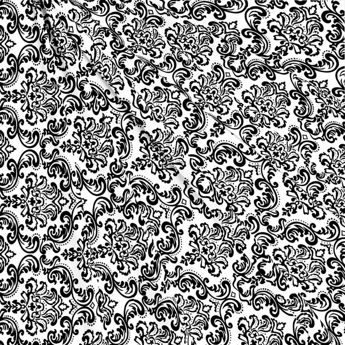 Soft Black 144 TC Damask Print Cotton Fabric(231 cms) online in India