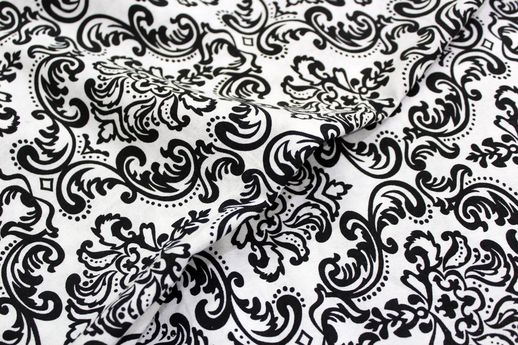 Soft Black 144 TC Damask Print Cotton Fabric(231 cms) online in India