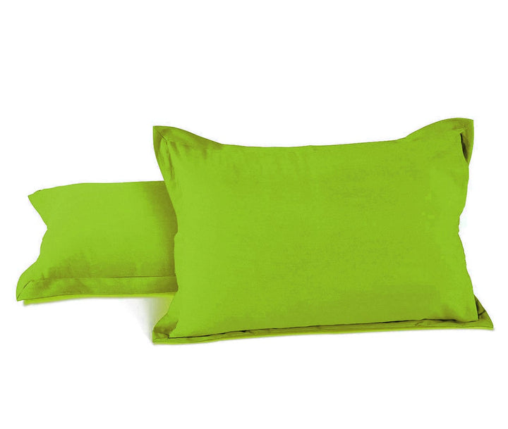 Soft 210 TC Plain Cotton Pillow Cover Set In Flourescent Green Online In India(2 Pcs)