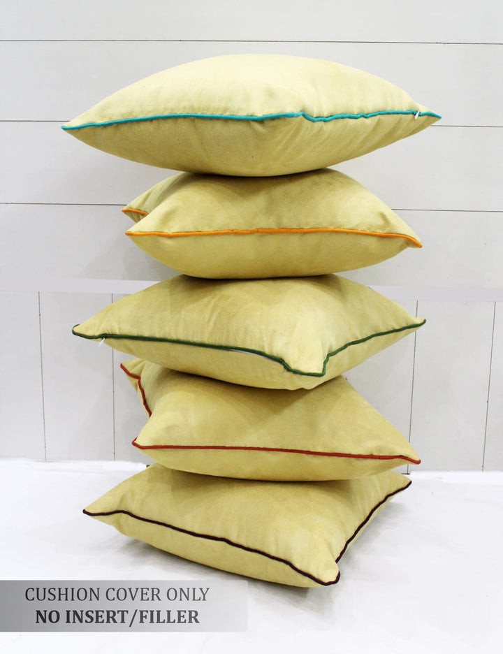 Soft Suede Velvet Cushion Cover Set in Gold online in India(5 Pcs)