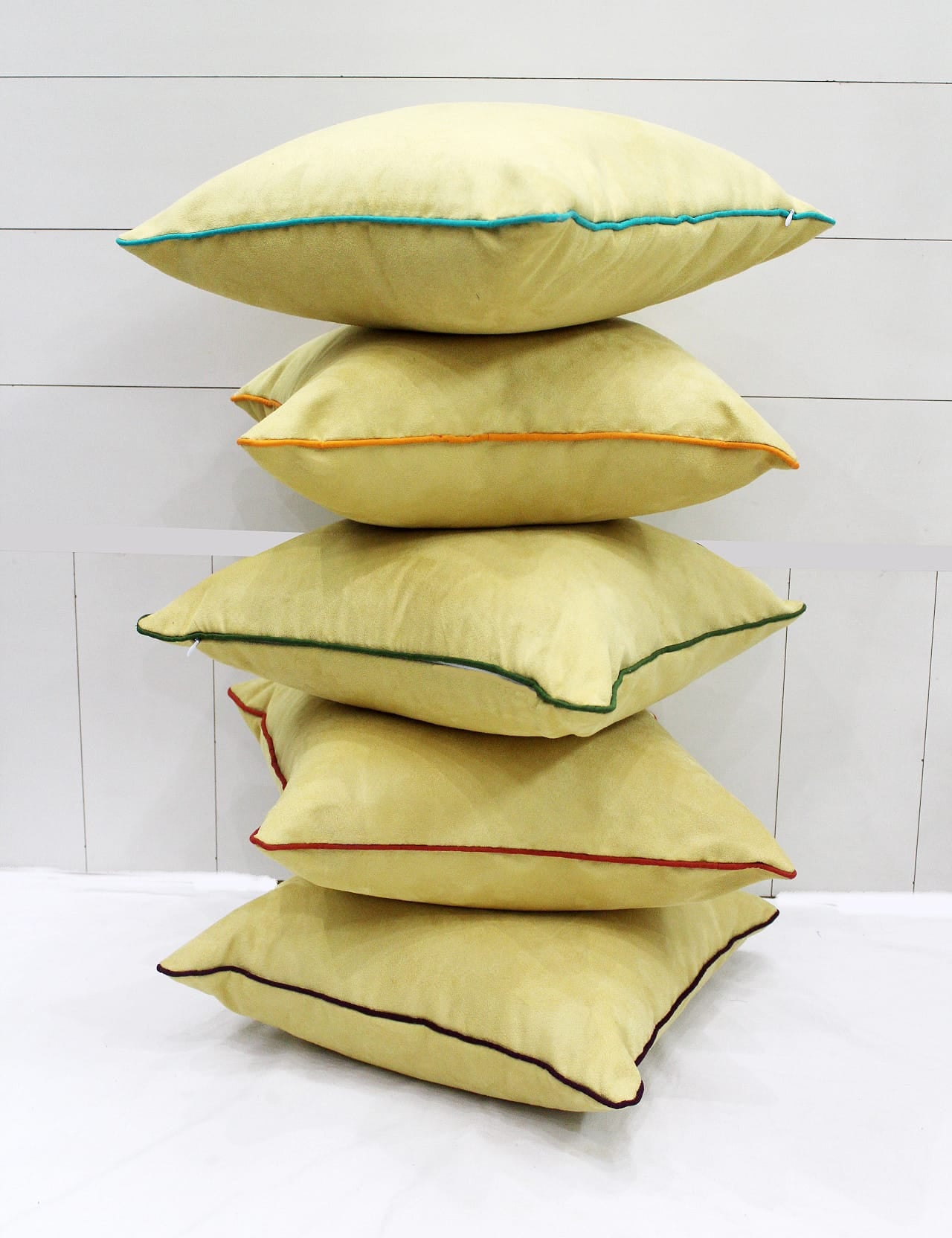 Soft Suede Velvet Cushion Cover Set in Gold online in India(5 Pcs)