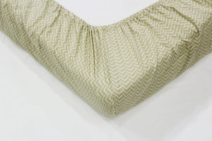 Soft Cotton Printed 250 TC Geometrical Fitted Bedsheet In Beige At Best Prices