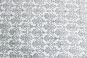 Soft Cotton Printed 250 TC Motif Satin Fitted Bedsheet In Grey At Best Prices