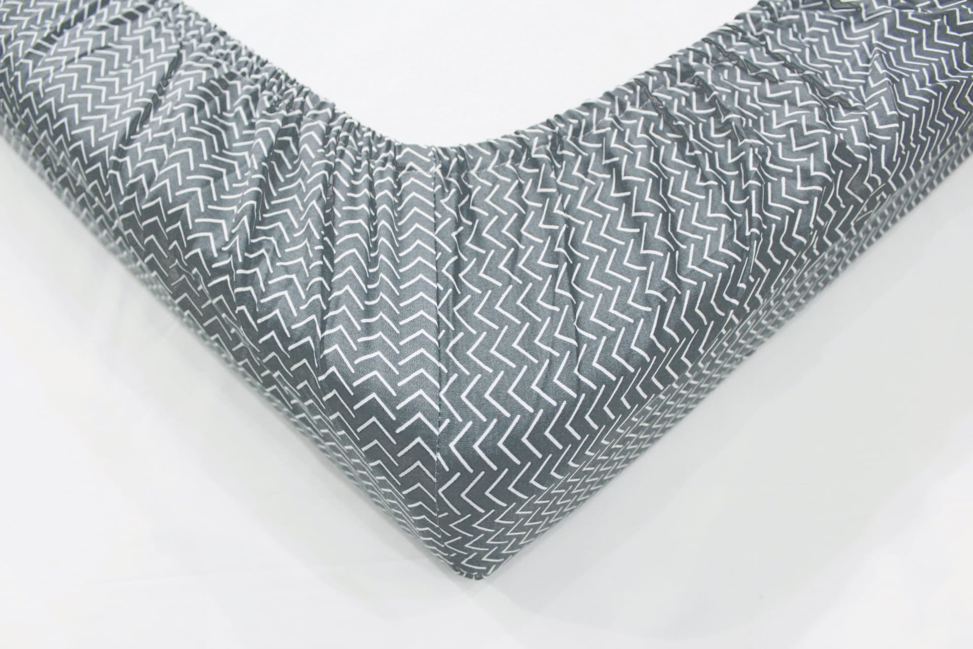Soft Cotton Printed 250 TC Geometrical Satin Fitted Bedsheet In Grey At Best Prices