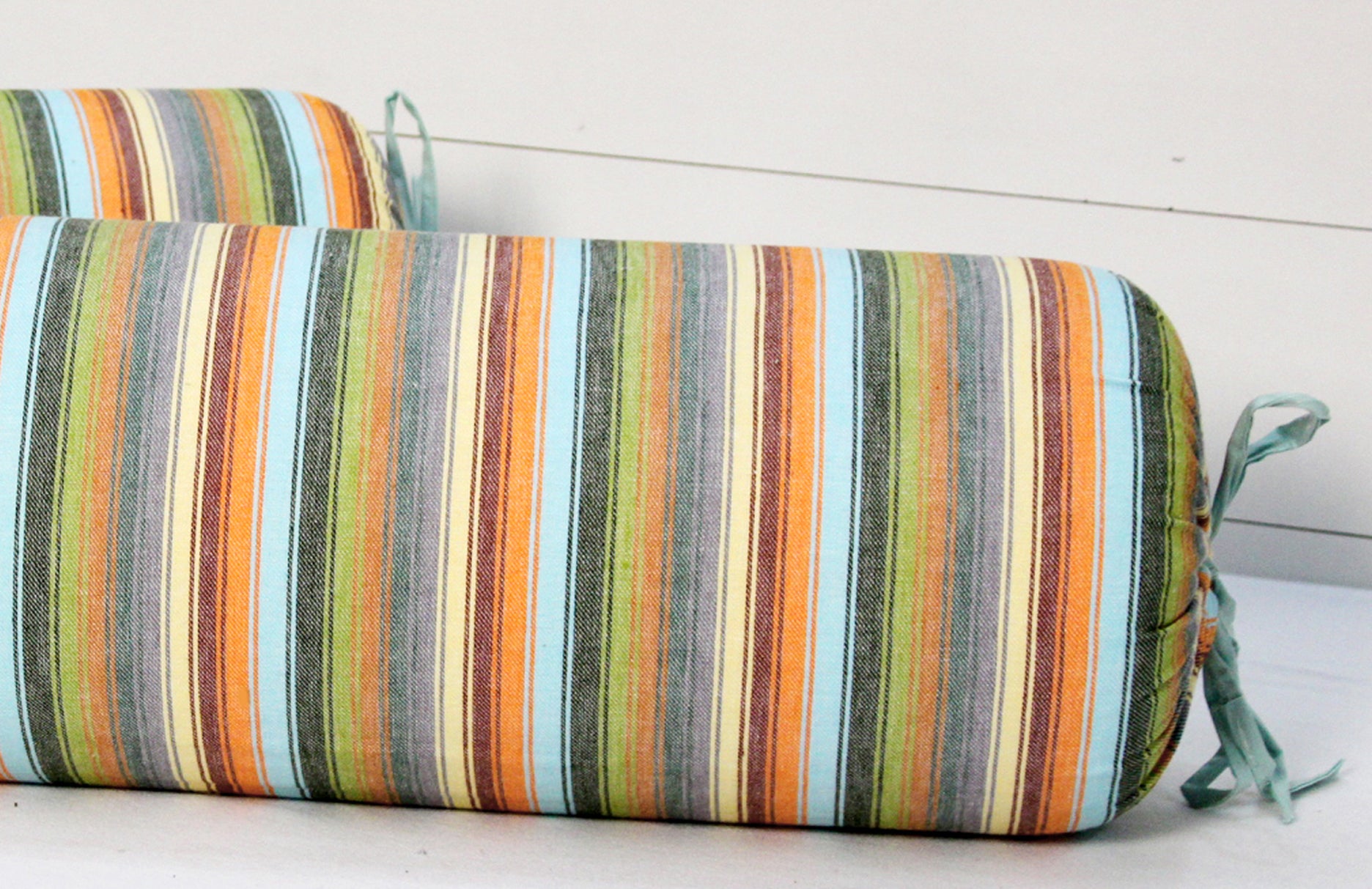 Stylish Stripes Woven Cotton Bolster Cover set (2 Pcs) online in India