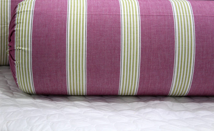 Stylish Stripes Woven Cotton Bolster Cover set (2 Pcs) online in India