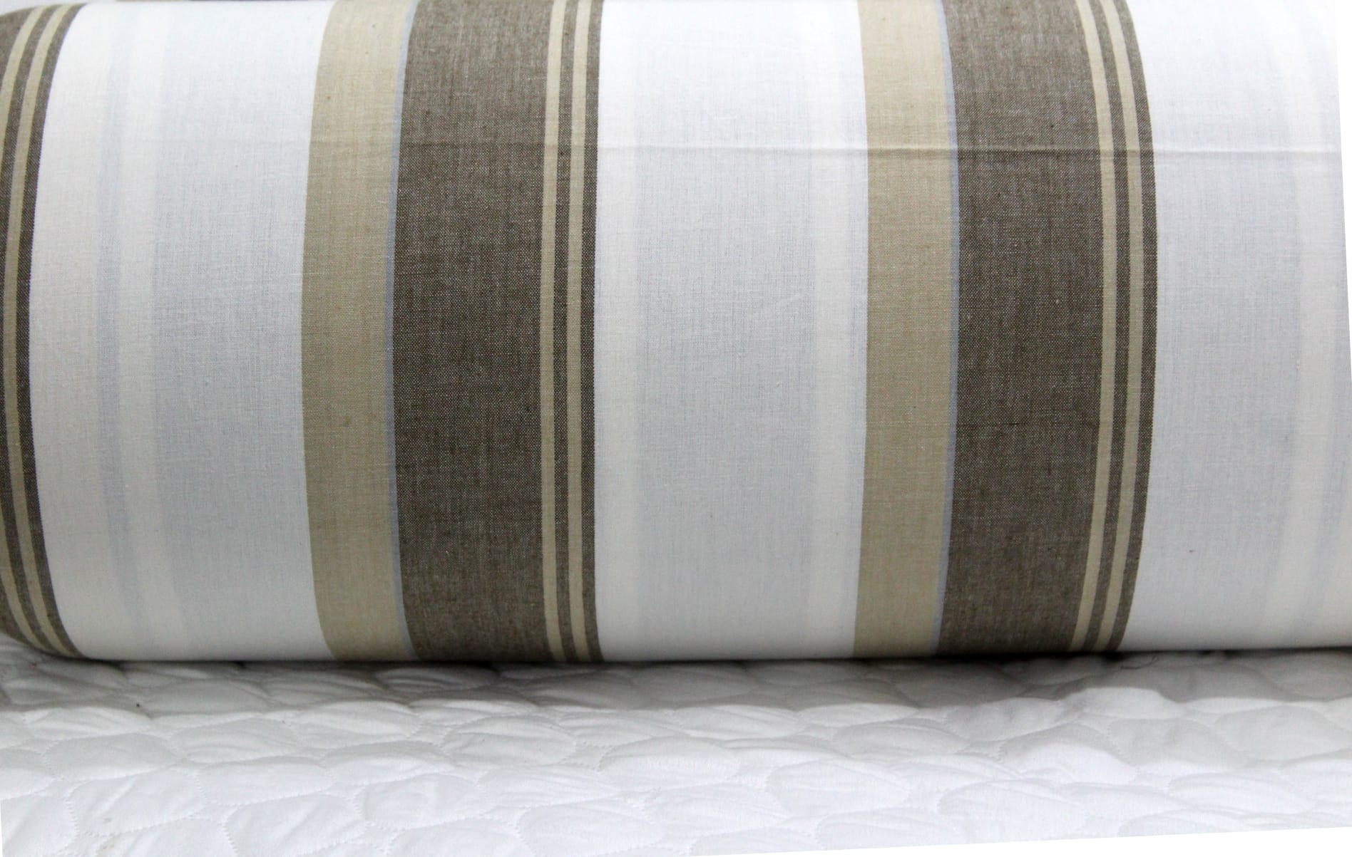 Brown & Khaki Stripes Woven Cotton 2 Pcs Bolster Cove set