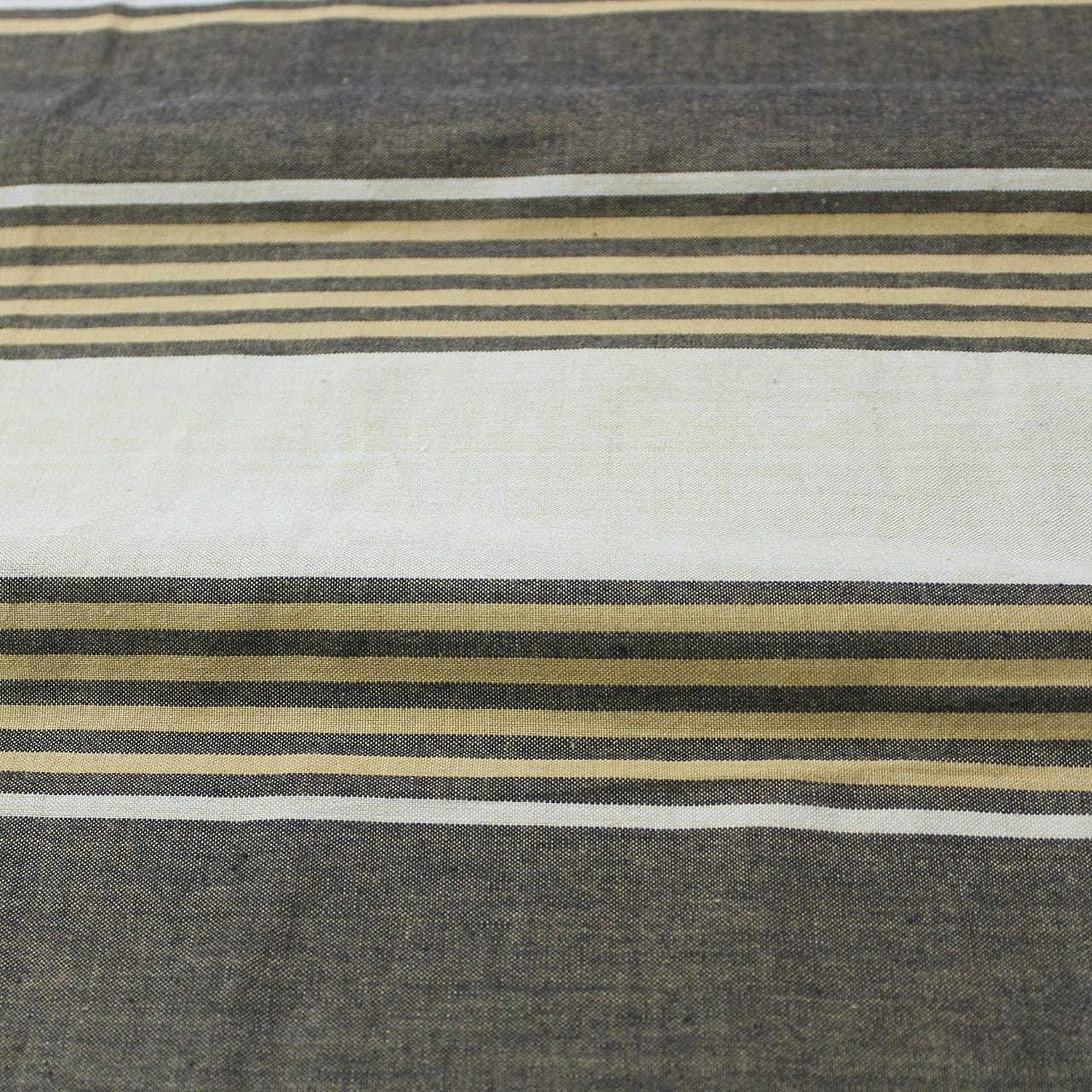 ALPHA Woven Cotton Stripes 1 Pc Table Cover -  Brown