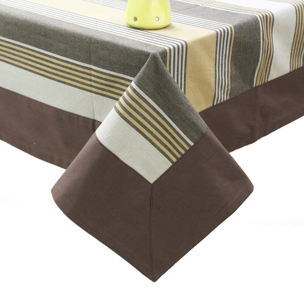Alpha Brown Woven Cotton Stripes Table Cover (1 Pc) online in India