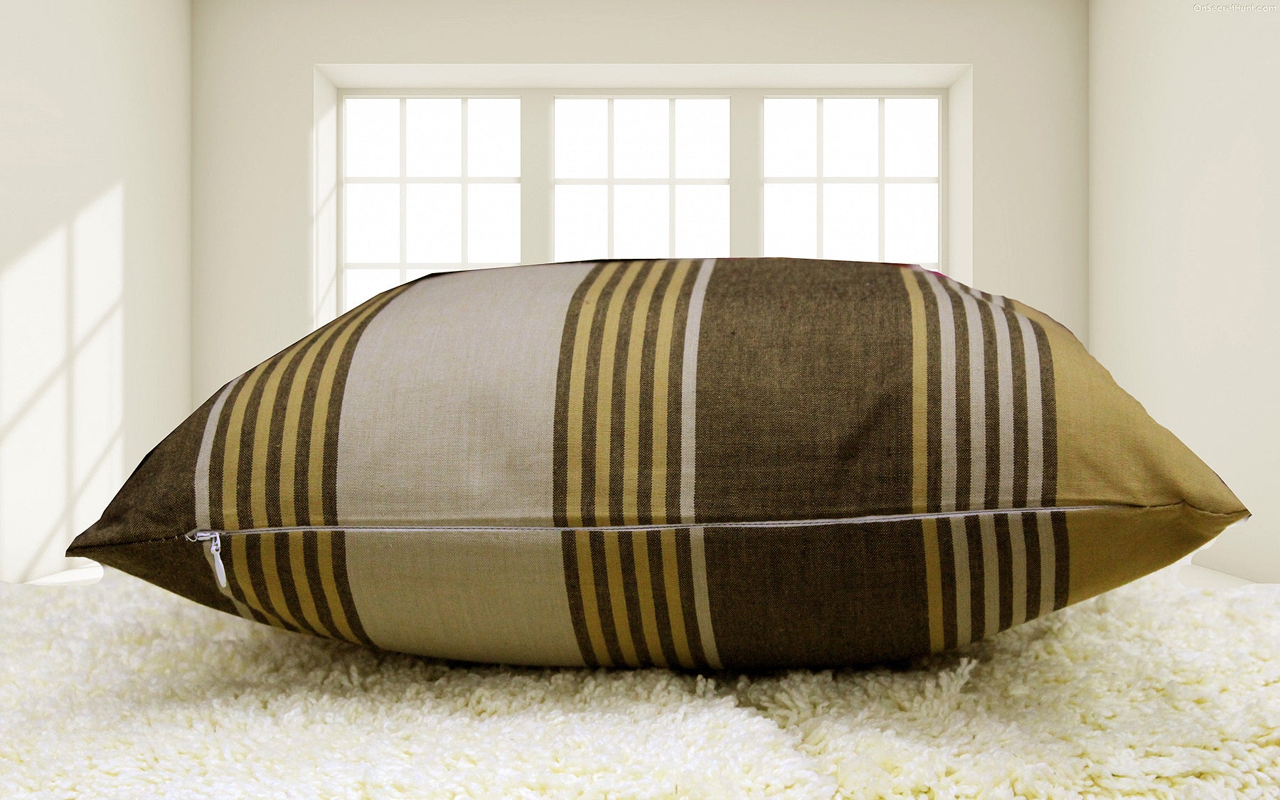 Woven Stripe Cotton 2 Pcs Cushion Cover set - Multicolor