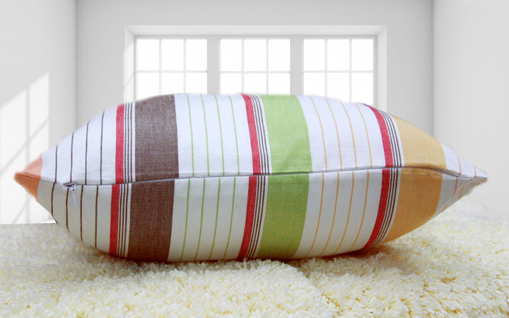 Soft Woven Stripe Cotton Cushion Cover Set in Multicolor online at best prices(2Pcs)