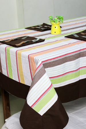 Alpha Multicolor Woven Cotton Stripes Table Cover(1 Pc) online in India